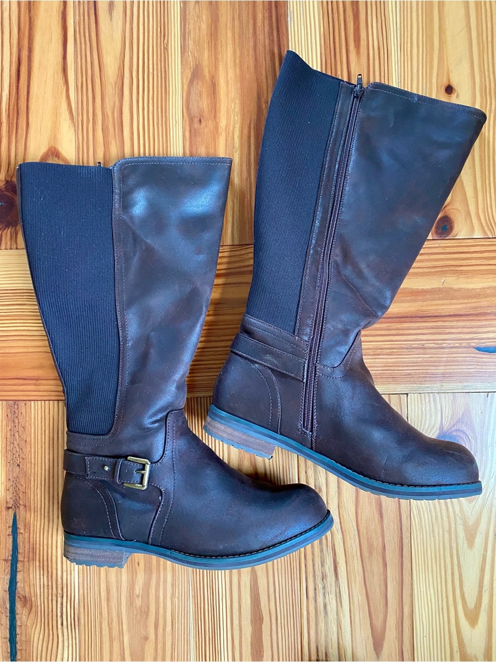 Lane Bryant Wide Calf Tall Brown Side-Zip Riding Boots